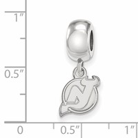 Sterling Silver Rhodium-plated Nhl LogoArt New Jersey Devils Extra Small Dangle Bead Charm view 3