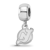 Sterling Silver Rhodium-plated Nhl LogoArt New Jersey Devils Extra Small Dangle Bead Charm view 1