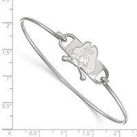 Sterling Silver Rhodium-plated LogoArt East Carolina University Pirate Small Center Wire Bangle, 7" view 2