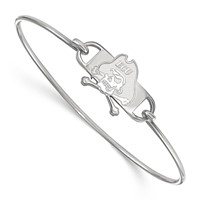 Sterling Silver Rhodium-plated LogoArt East Carolina University Pirate Small Center Wire Bangle, 7" view 1