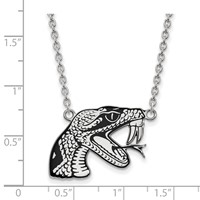 Sterling Silver Rhodium-plated LogoArt Florida a and M University Rattler Large Enameled Pendant Necklace, 18" view 2