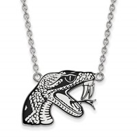 Sterling Silver Rhodium-plated LogoArt Florida a and M University Rattler Large Enameled Pendant Necklace, 18" view 1