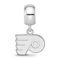 Sterling Silver Rhodium-plated Nhl LogoArt Philadelphia Flyers Extra Small Dangle Bead Charm view 3