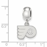Sterling Silver Rhodium-plated Nhl LogoArt Philadelphia Flyers Extra Small Dangle Bead Charm view 4