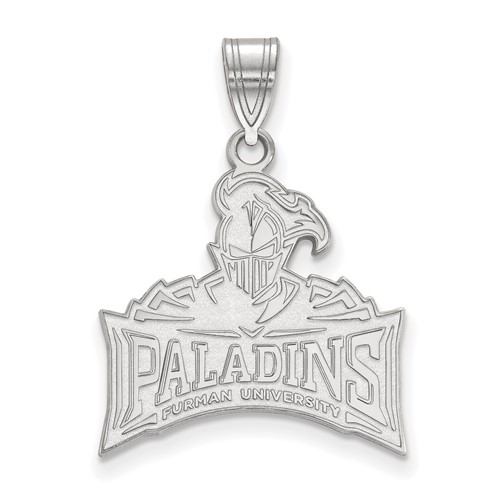 Sterling Silver Rhodium-plated LogoArt Furman University Paladins Large Pendant