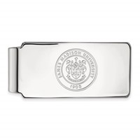 Sterling Silver Rhodium-plated LogoArt James Madison University Crest Money Clip view 1