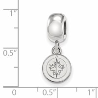 Sterling Silver Rhodium-plated Nhl LogoArt Winnipeg Jets Extra Small Dangle Bead Charm view 2