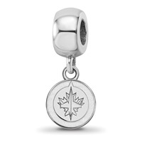 Sterling Silver Rhodium-plated Nhl LogoArt Winnipeg Jets Extra Small Dangle Bead Charm view 1