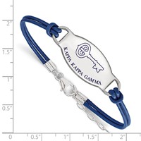 Sterling Silver Rhodium-plated LogoArt Kappa Kappa Gamma Sorority Symbol Color Enamel Color Leather Bracelet with Extender, 7" view 2