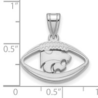 Sterling Silver Rhodium-plated LogoArt Kansas State University Wildcat Football Pendant view 3