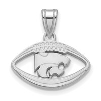 Sterling Silver Rhodium-plated LogoArt Kansas State University Wildcat Football Pendant view 1