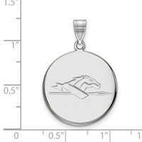 Sterling Silver Rhodium-plated LogoArt Longwood University Horse Large Disc Pendant view 2