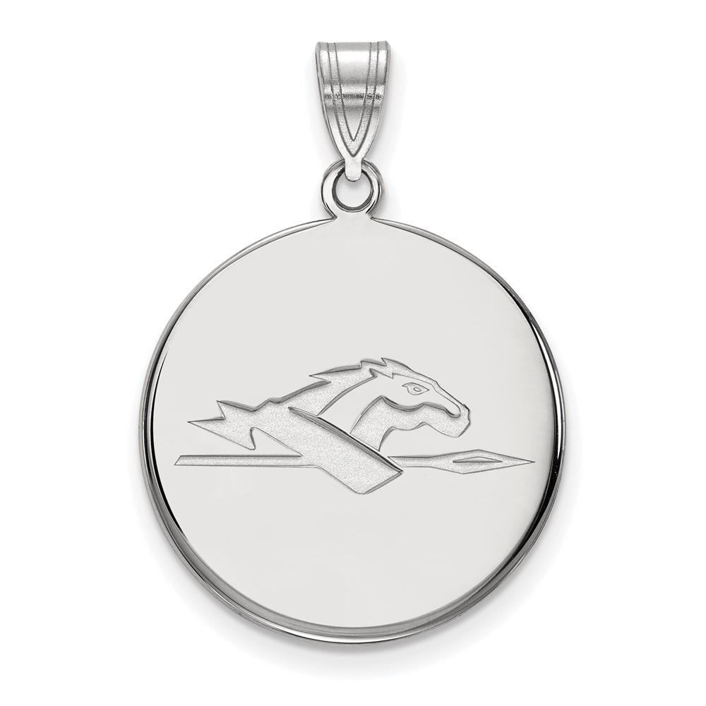 Sterling Silver Rhodium-plated LogoArt Longwood University Horse Large Disc Pendant