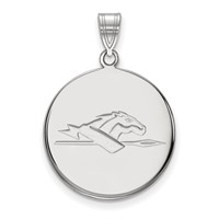 Sterling Silver Rhodium-plated LogoArt Longwood University Horse Large Disc Pendant view 1