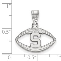 Sterling Silver Rhodium-plated LogoArt Michigan State University Letter S Football Pendant view 2