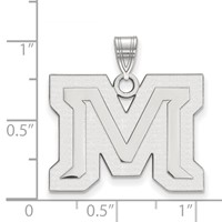 Sterling Silver Rhodium-plated LogoArt Montana State University Letter M Large Pendant view 2
