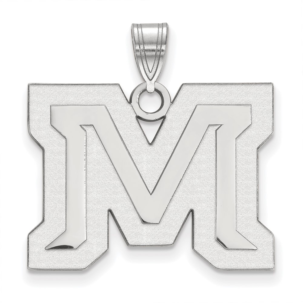 Sterling Silver Rhodium-plated LogoArt Montana State University Letter M Large Pendant