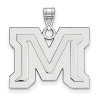 Sterling Silver Rhodium-plated LogoArt Montana State University Letter M Large Pendant view 1