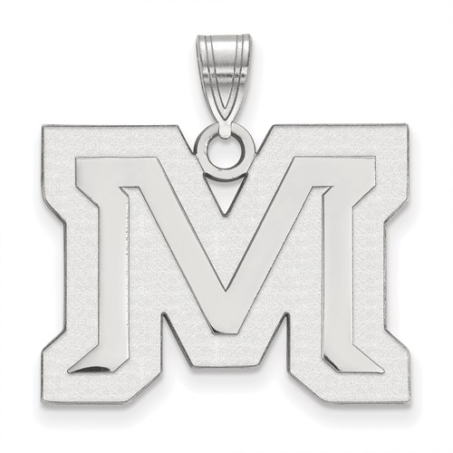 Sterling Silver Rhodium-plated LogoArt Montana State University Letter M Large Pendant