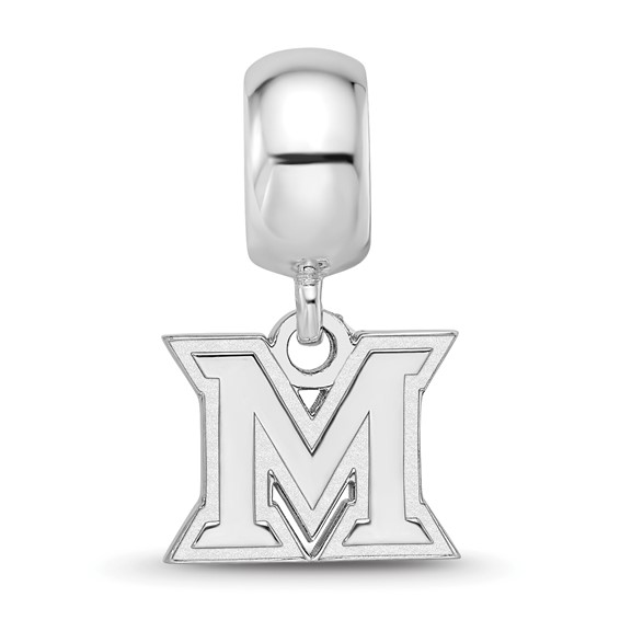 Sterling Silver Rhodium-plated LogoArt Miami University Ohio Letter M Extra Small Dangle Bead Charm