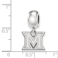 Sterling Silver Rhodium-plated LogoArt Miami University Ohio Letter M Extra Small Dangle Bead Charm view 4