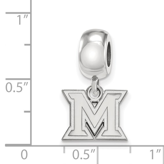 Sterling Silver Rhodium-plated LogoArt Miami University Ohio Letter M Extra Small Dangle Bead Charm