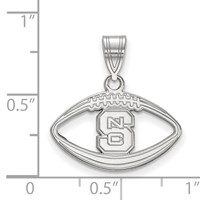 Sterling Silver Rhodium-plated LogoArt North Carolina State University N-c-s Football Pendant view 2