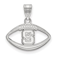 Sterling Silver Rhodium-plated LogoArt North Carolina State University N-c-s Football Pendant view 1