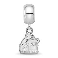 Sterling Silver Rhodium-plated LogoArt Northern Illinois University N-i-u Huskies Extra Small Dangle Bead Charm view 3