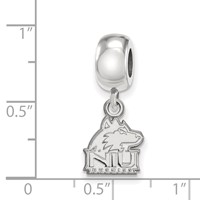 Sterling Silver Rhodium-plated LogoArt Northern Illinois University N-i-u Huskies Extra Small Dangle Bead Charm view 4