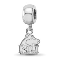Sterling Silver Rhodium-plated LogoArt Northern Illinois University N-i-u Huskies Extra Small Dangle Bead Charm view 1