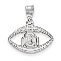 Sterling Silver Rhodium-plated LogoArt the Ohio State University Football Pendant view 1