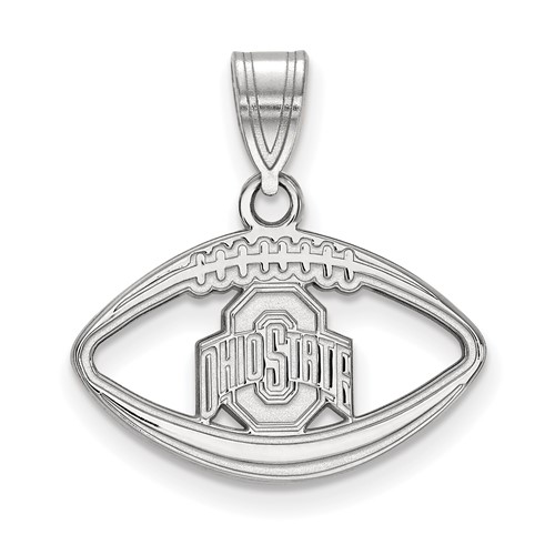 Sterling Silver Rhodium-plated LogoArt the Ohio State University Football Pendant