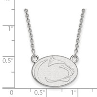 Sterling Silver Rhodium-plated LogoArt Penn State University Lion Small Pendant Necklace, 18" view 2