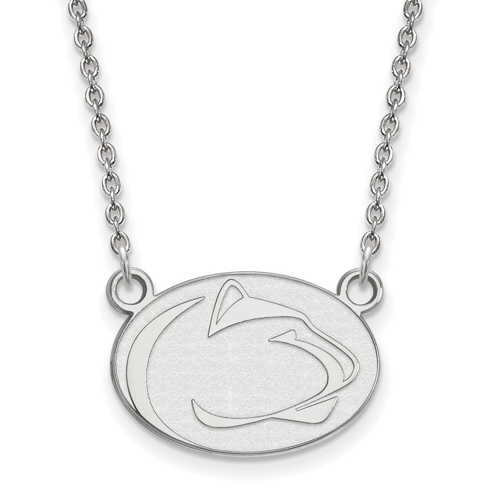 Sterling Silver Rhodium-plated LogoArt Penn State University Lion Small Pendant Necklace, 18"