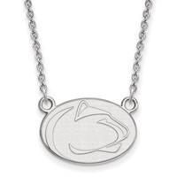 Sterling Silver Rhodium-plated LogoArt Penn State University Lion Small Pendant Necklace, 18" view 1