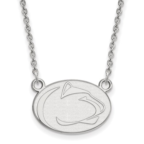 Sterling Silver Rhodium-plated LogoArt Penn State University Lion Small Pendant Necklace, 18"