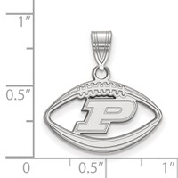 Sterling Silver Rhodium-plated LogoArt Purdue University Letter P Football Pendant view 2