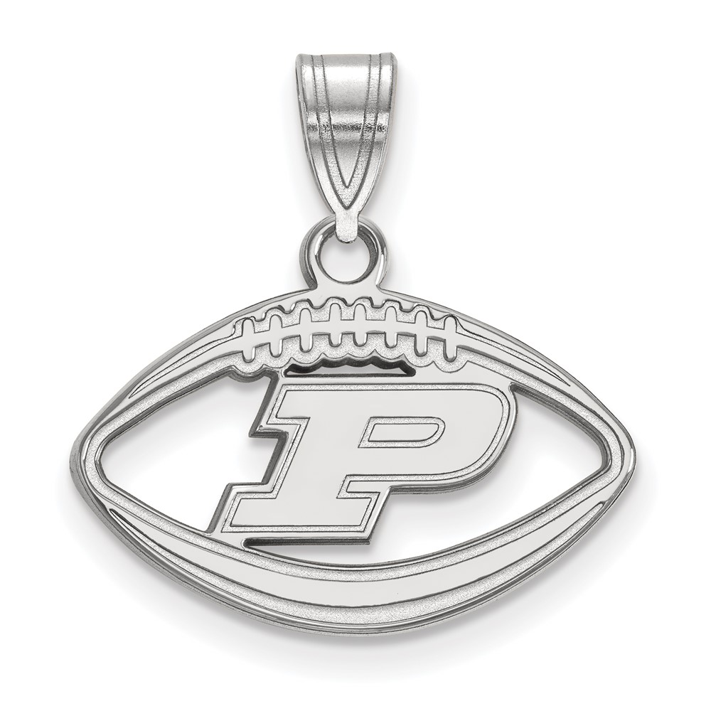 Sterling Silver Rhodium-plated LogoArt Purdue University Letter P Football Pendant