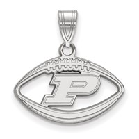Sterling Silver Rhodium-plated LogoArt Purdue University Letter P Football Pendant view 1