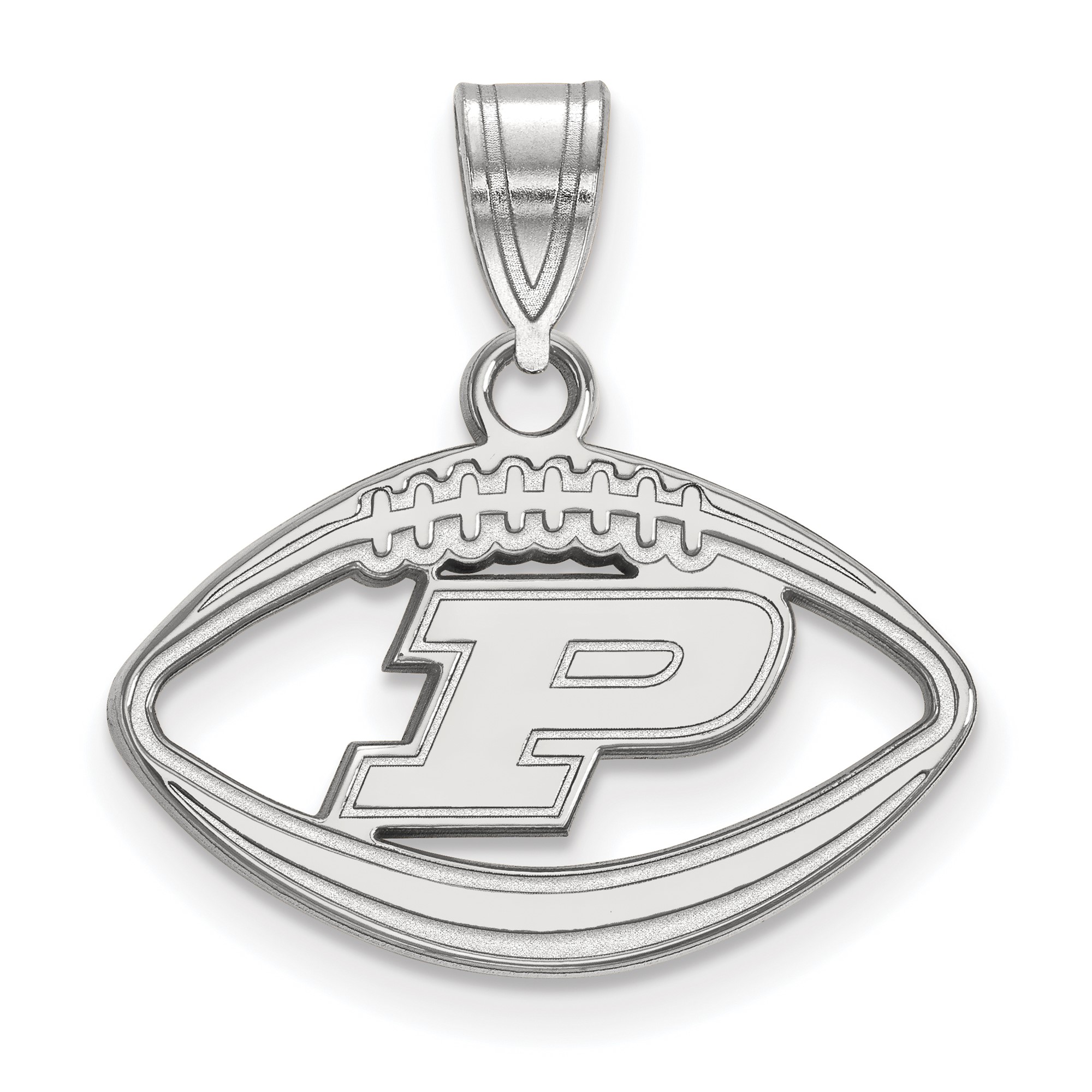 LogoArt Purdue University Letter P Football Pendant Sterling/Gold