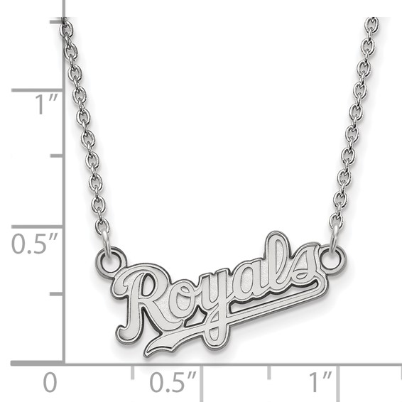 Sterling Silver Rhodium Plated Major League Baseball LogoArt Kansas City Royals Pendant Necklace