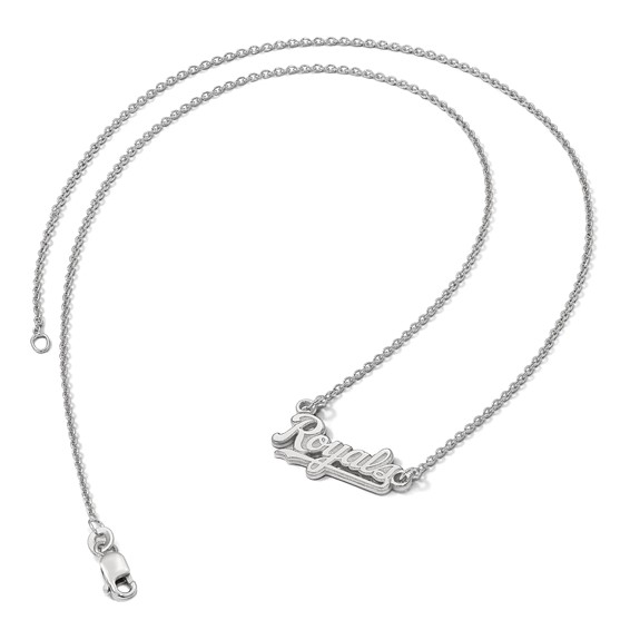 14k White Gold Major League Baseball LogoArt Kansas City Royals Script Pendant Necklace