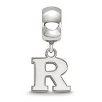 Sterling Silver Rhodium-plated LogoArt Rutgers University Letter R Extra Small Dangle Bead Charm view 2