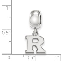 Sterling Silver Rhodium-plated LogoArt Rutgers University Letter R Extra Small Dangle Bead Charm view 3