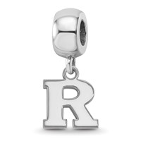 Sterling Silver Rhodium-plated LogoArt Rutgers University Letter R Extra Small Dangle Bead Charm view 1