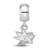 Sterling Silver Rhodium-plated Nhl LogoArt San Jose Sharks Extra Small Dangle Bead Charm view 3