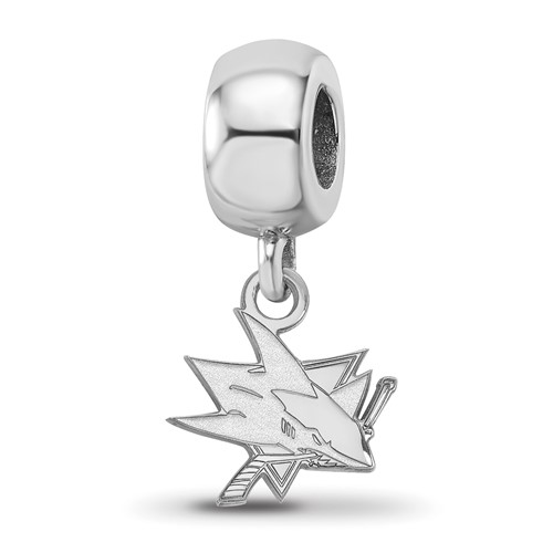Sterling Silver Rhodium-plated Nhl LogoArt San Jose Sharks Extra Small Dangle Bead Charm