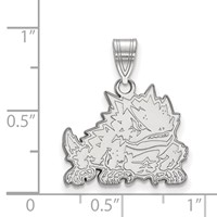 Sterling Silver Rhodium-plated LogoArt Texas Christian University Horned Frog Medium Pendant view 2