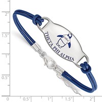 Sterling Silver Rhodium-plated LogoArt Theta Phi Alpha Sorority Symbol Color Enamel Color Leather 7 Inch Bracelet with Extender view 2